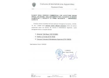 ELENCO DEGLI ESERCIZI COMMERCIALI CHE ACCETTANO BUONI SPESA -EMERGENZA COVID-19